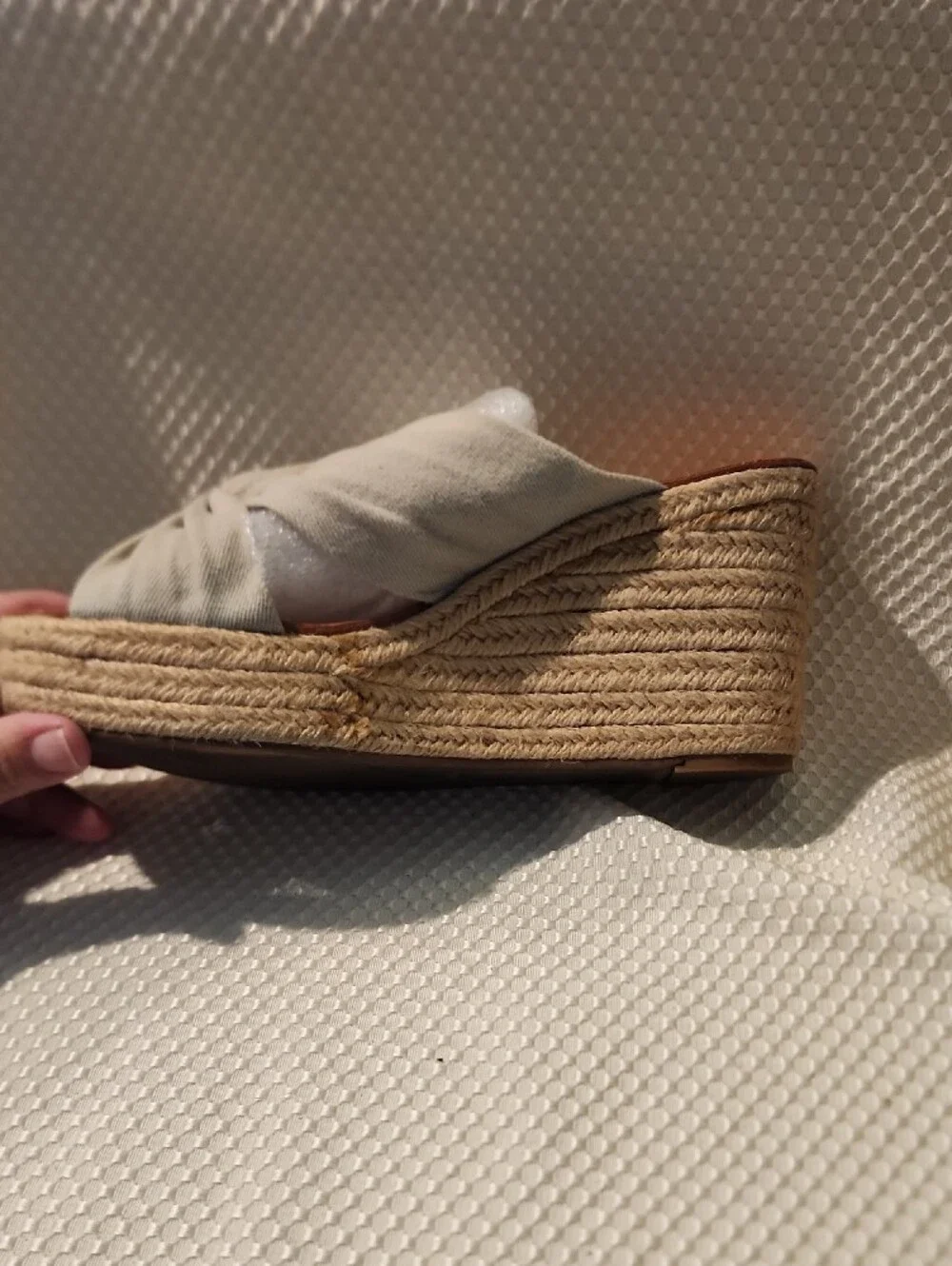 Dolce Vita Beige Knotted Espadrille Platform Mules with Tan Insole